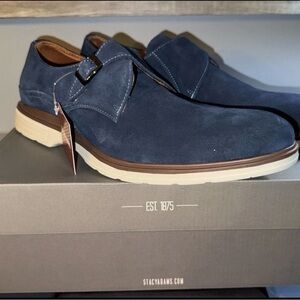 NIB Stacy Adams "Taylen" 25589 Navy Suede Monk Strap Dress Shoes Size 10